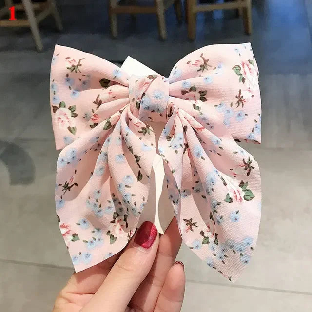 Girls Oversized Bow Knot Hairgrips Linen Barrette Hair Clip Ponytail Women Elegant Headwear Hairpins Red White Accessory