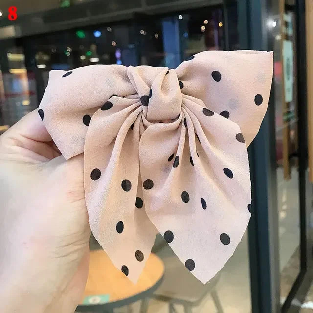 Girls Oversized Bow Knot Hairgrips Linen Barrette Hair Clip Ponytail Women Elegant Headwear Hairpins Red White Accessory