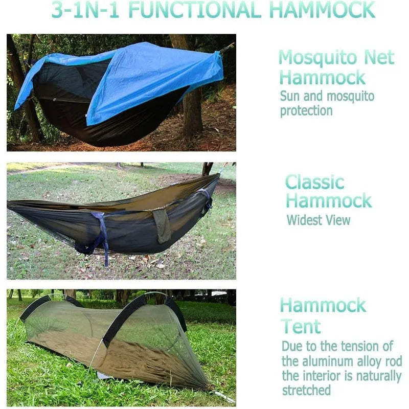 440Lbs Camping Hammock with Mosquito Net and Rainfly Cover,2 Persons Lightweight