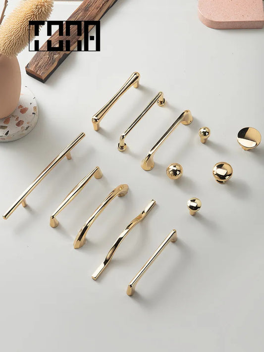 Modern Polished Gold Cabinet Handle & Knobs