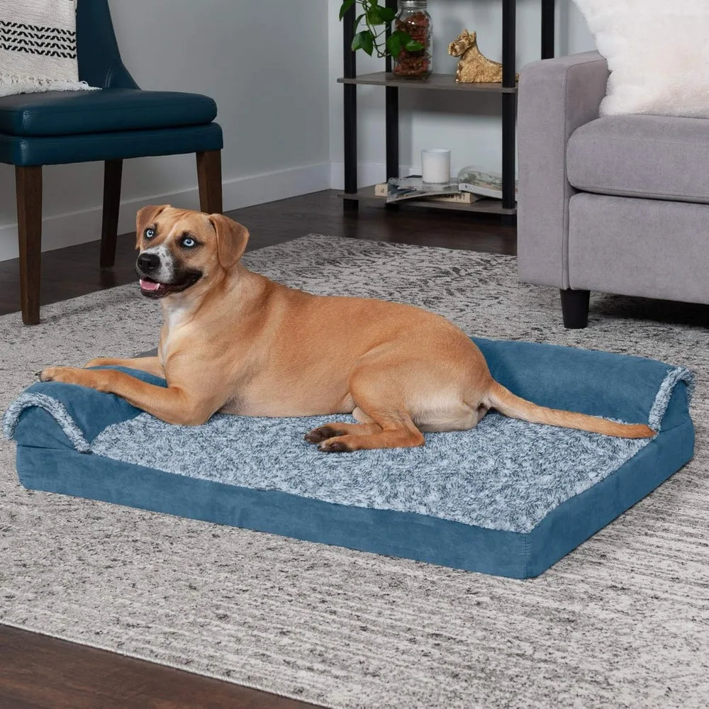 Cooling Gel Dog Bed for Large/Medium Dogs w/ Removable Bolsters & Washable Cover